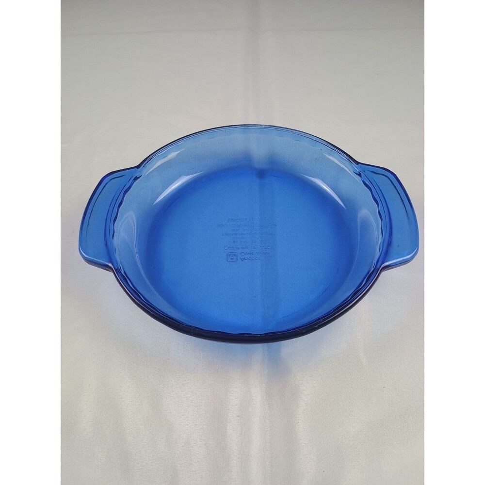 Vintage Anchor Hocking Cobalt Blue Deep Pie Plate 9" Glass Pan #1075 VGC